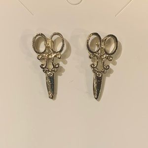 Vintage Scissors Stud Earrings - Silver